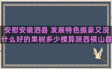 安慰安徽泗县 发展特色振豪又没什么好的果树多少棵算陕西横山县龙翔种养殖结合产业发展趋势